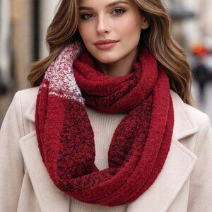 Burgundy Blanket Infinity Scarf Cozy Warm Color Block NWT